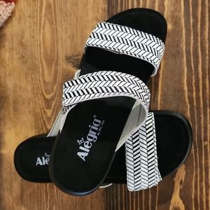 Alegria Black and White Sandals